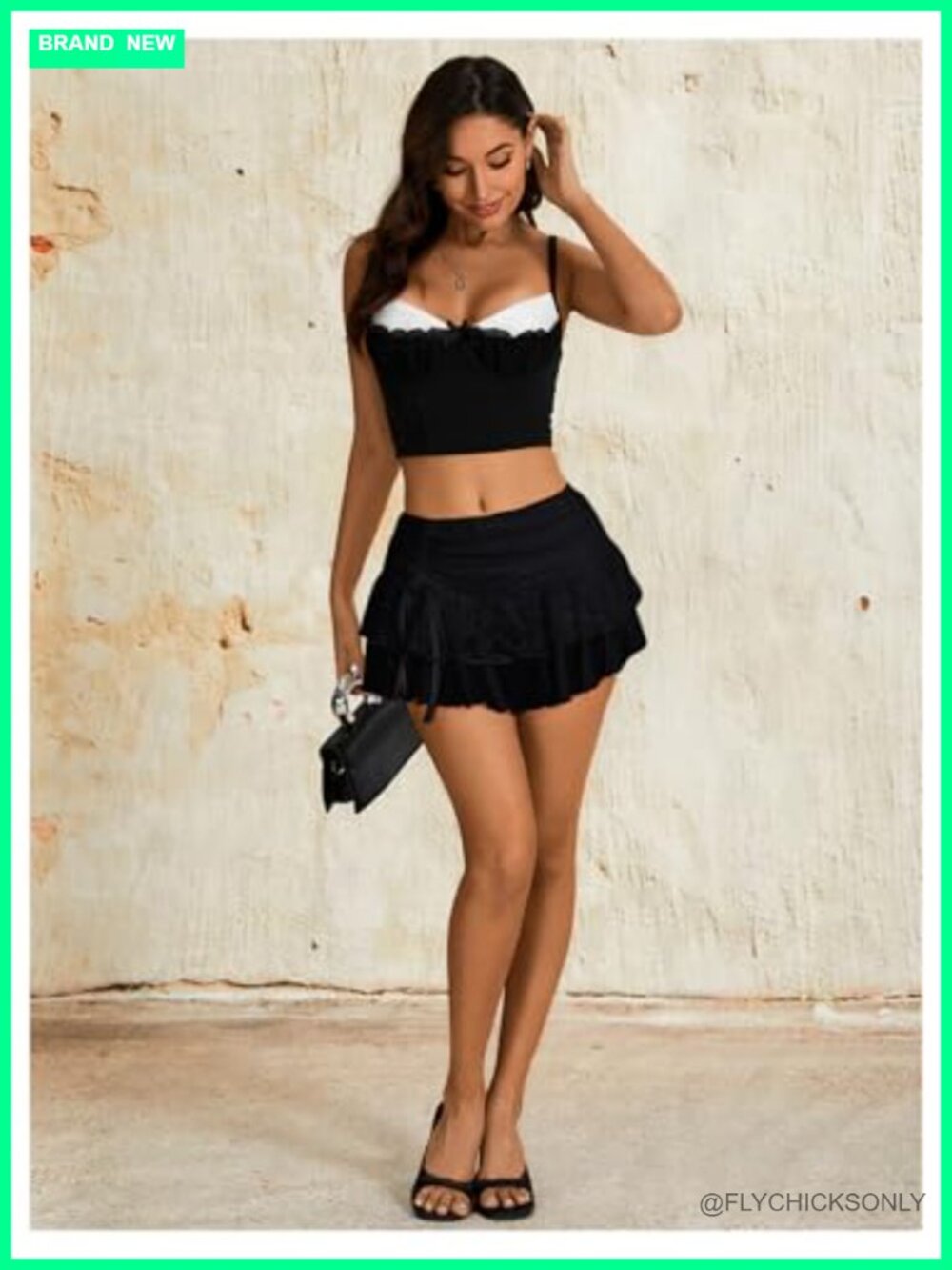 Y2k Lace Ruffle Mini Skirt Low Rise Drawstring - Picture 5 of 5